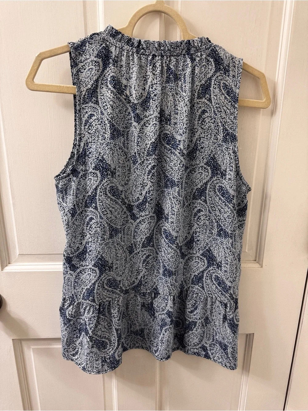 Michael Kors Navy & White Paisley Sleeveless V-Neck Tank